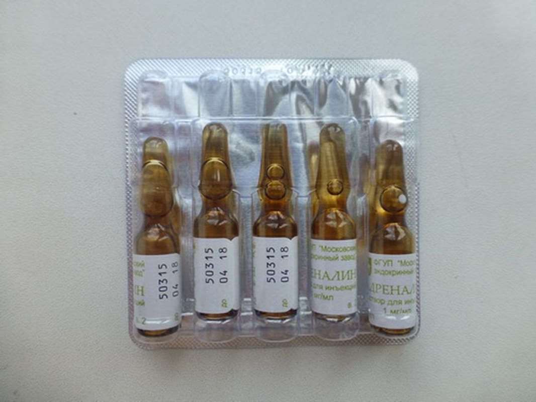 Adrenaline (Epinephrine) injection 1mg 5 vials, 1ml per ampul